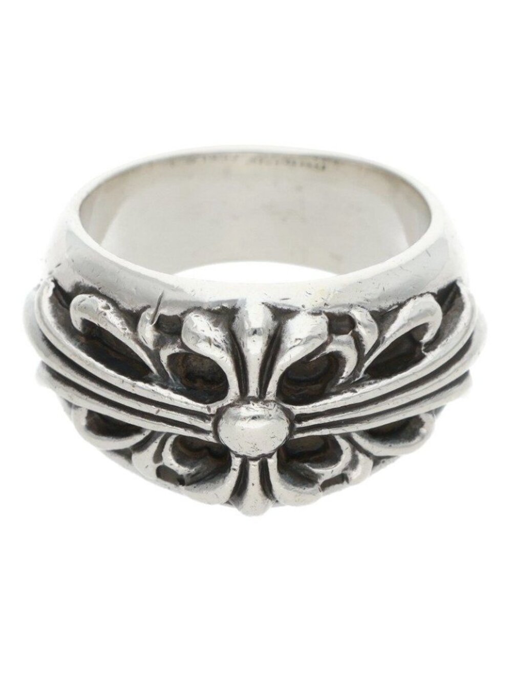 Chrome Hearts Flrl Cross Floral Silver Ring